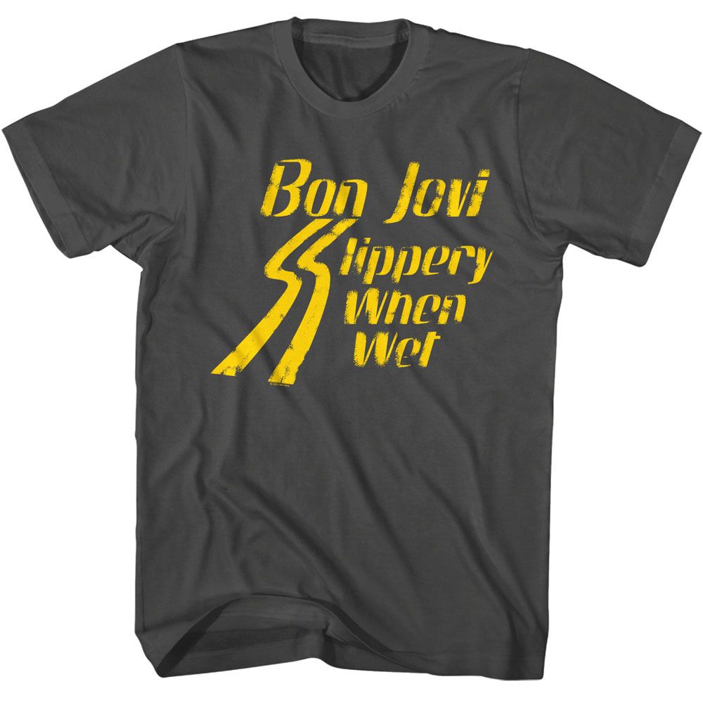 Bon Jovi - Bright Slippery - American Classics - Solid Gray Adult Short Sleeve T-Shirt