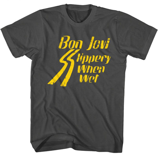 Bon Jovi - Bright Slippery - American Classics - Solid Gray Adult Short Sleeve T-Shirt