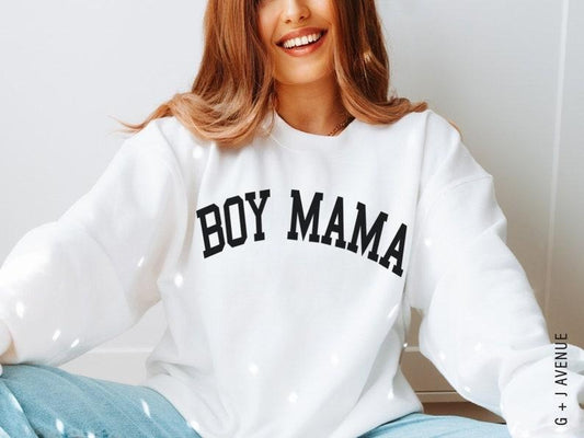 BOY MAMA Sweatshirt or T-shirt,  Mama Crewneck Sweater, Mom of Boys  Hoodie and Sweater; T-shirt Cotton Womenswear Light Polyester
