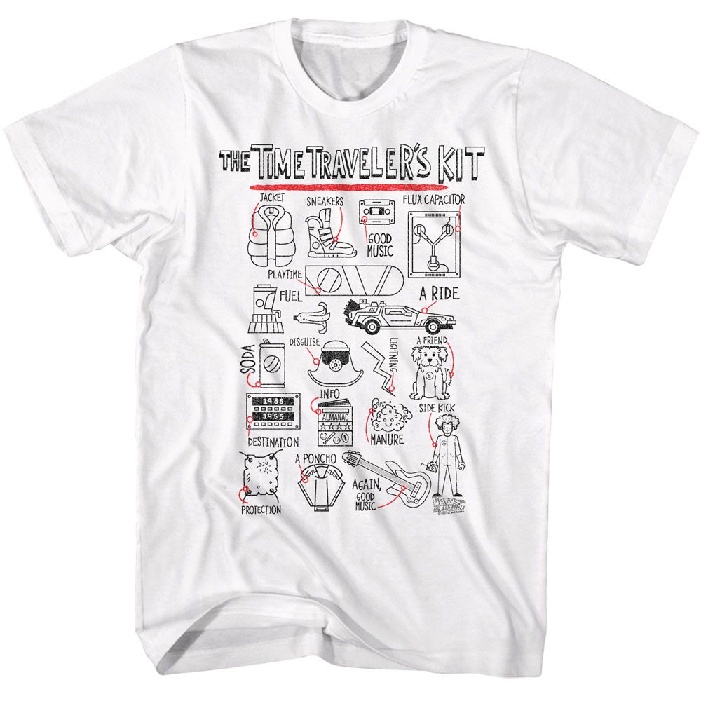 Back To The Future - Time Travelers Kit - American Classics - Solid White Adult Short Sleeve T-Shirt