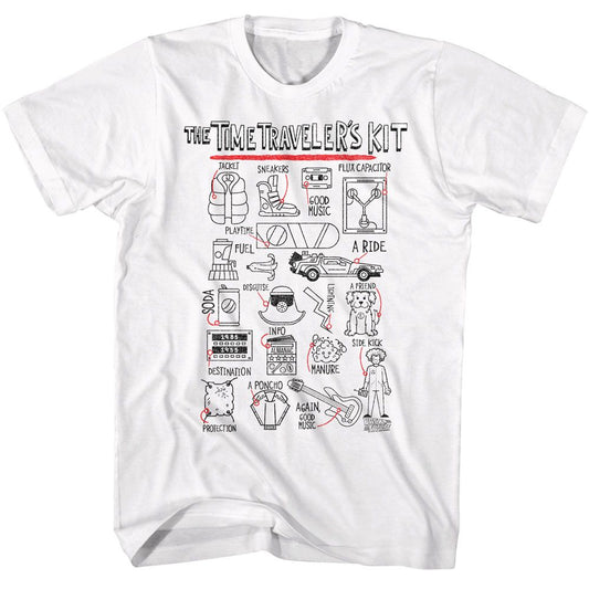 Back To The Future - Time Travelers Kit - American Classics - Solid White Adult Short Sleeve T-Shirt