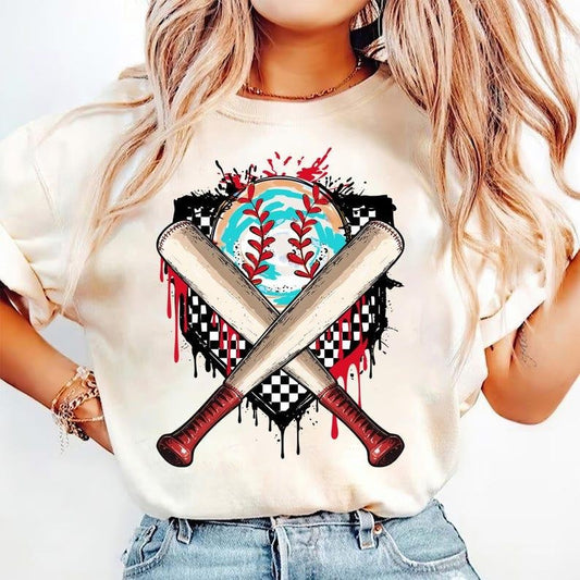 Baseball Game Day Drip with Home Plate Coquette and Retro Style T-Shirt