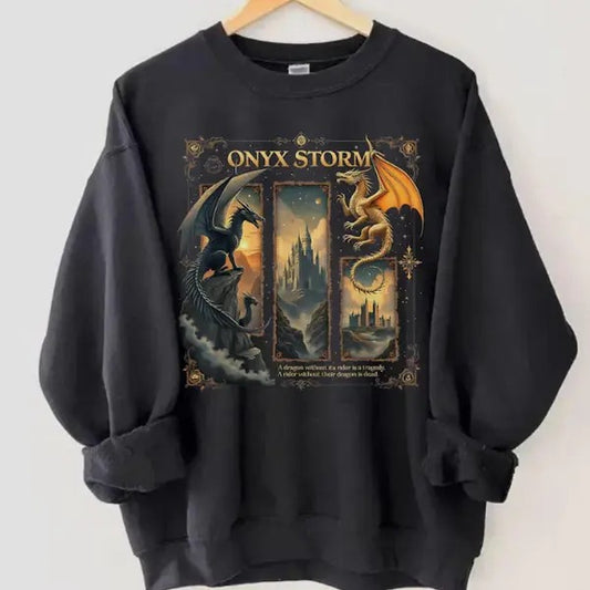 Basgiath Onyx Storm Hoodie, Fourth Wing Series Unisex Sweatshirt, Violet Sorrengail Tee, Casual Long Sleeve, Medium-Heavy Fabric, USA - Pullover