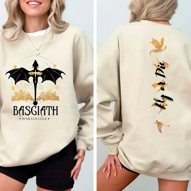 Basgiath War College Sweatshirt, Dragon Rider Shirt, Fourth Wing Hoodie, Fly or Die Sweatshirt, Fantasy Readers Shirt, Riders Quadrant Sweater, Rebecca Yoros