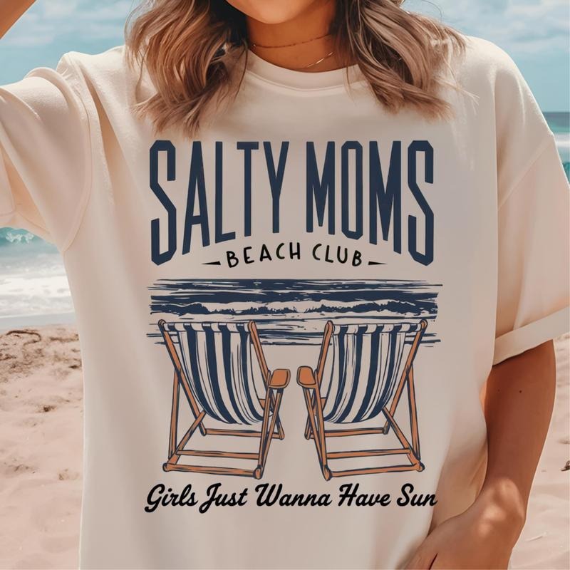 Beach Club Shirt for Moms Funny Sarcastic Summer Tee Gift Idea 100% Cotton