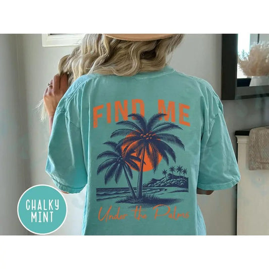 Beach Summer Tropical T-shirt Comfort Colors Back Design Beachwear Island Distressed Vintage Style Graphic Top Travel Vacation Sunset Shirt