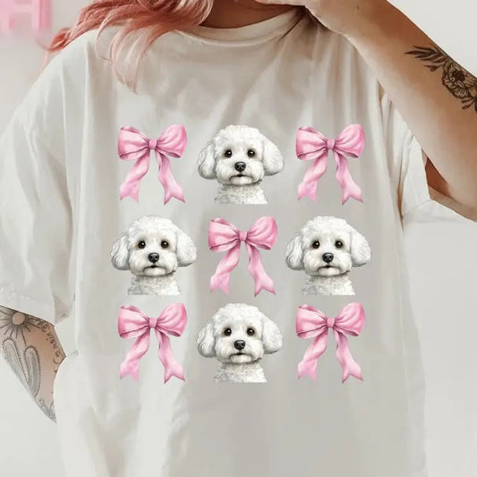 Bichon with Bows Sweatshirt ~ Sweatshirt Unisex Apparel Relaxed Fit Printed in the USA Clothing Womenswear Casual and Comfortablestyle{n002}2