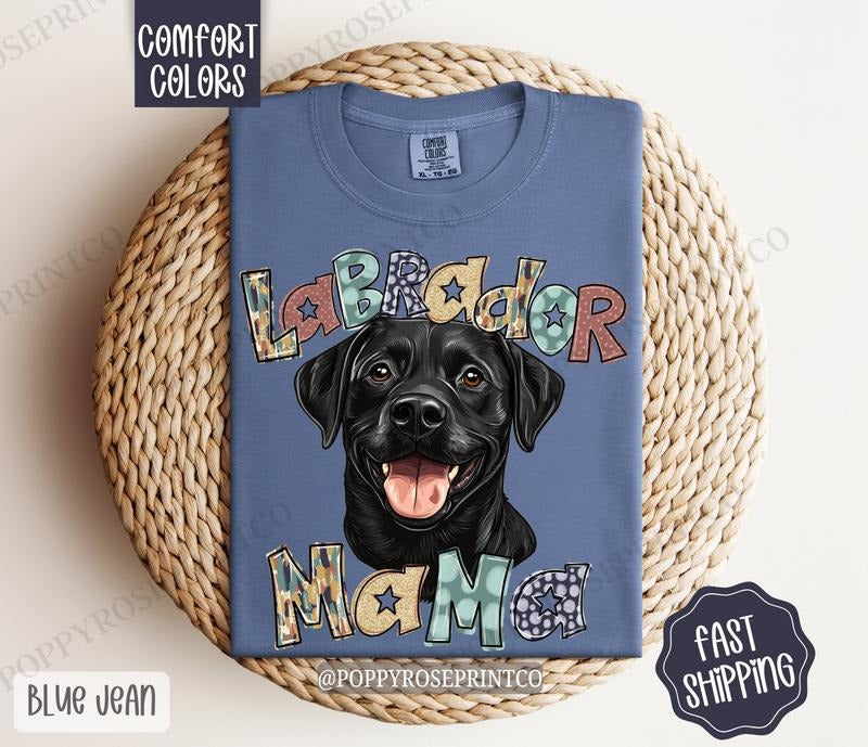 Black Labrador Mama Comfort Colors, Dog Mom Tee, Cute Black Lab Mama Women's Tshirt