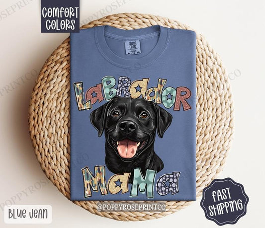 Black Labrador Mama Comfort Colors, Dog Mom Tee, Cute Black Lab Mama Women's Tshirt