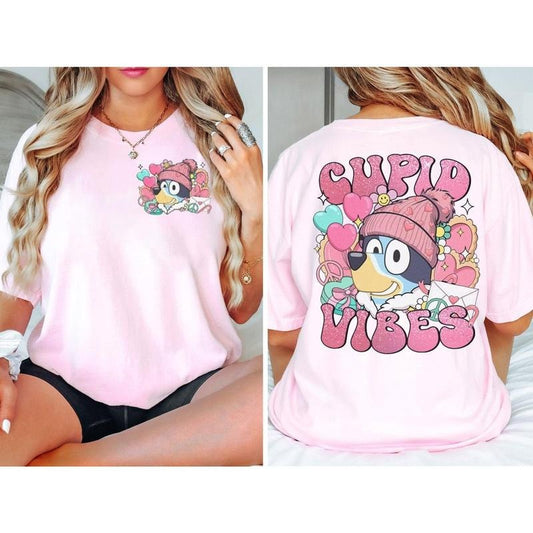 Bluey Cupid Vibes Valentine Day Sweatshirt, Bluey And Bingo Valentine Couple Shirt, Bluey Family Shirt, Bluey Bingo Shirts, Valentine day gift,  Bluey Mum Dad Shirt, Bluey Sweatshirtstyle{n002}2