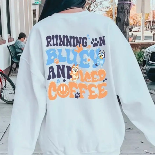 Bluey Mom Sweatshirt, Running On Bluey and Iced Coffee Sweatshirt, Bluey Cool Mom Club Sweatshirt, Bluey Mum Shirt, In My Bluey Mom Era Sweatshirt