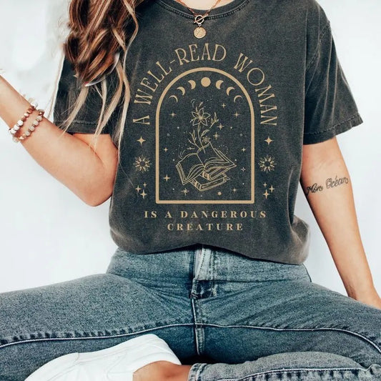Bookish Shirt Reading T-Shirt Librarian Shirt Literature Shirt Literary Shirt Book Club Shirt Poet Shirt Aesthetic Clothes Mystical Shirt Gift, Womenswear Shortsleeve Crewneck Cotton Casual Top Fit