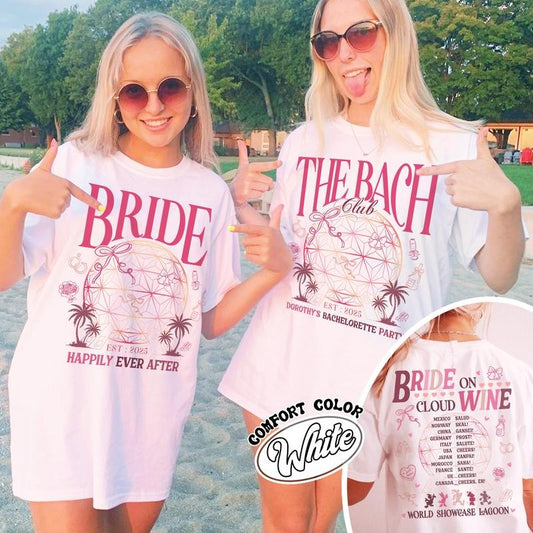 Bride on Cloud Wine Bridal Party Shirts,Wine Bachelorette Party Shirt,Custom Bachelorette Party,Epcot Drinking Around The World Bachelorette