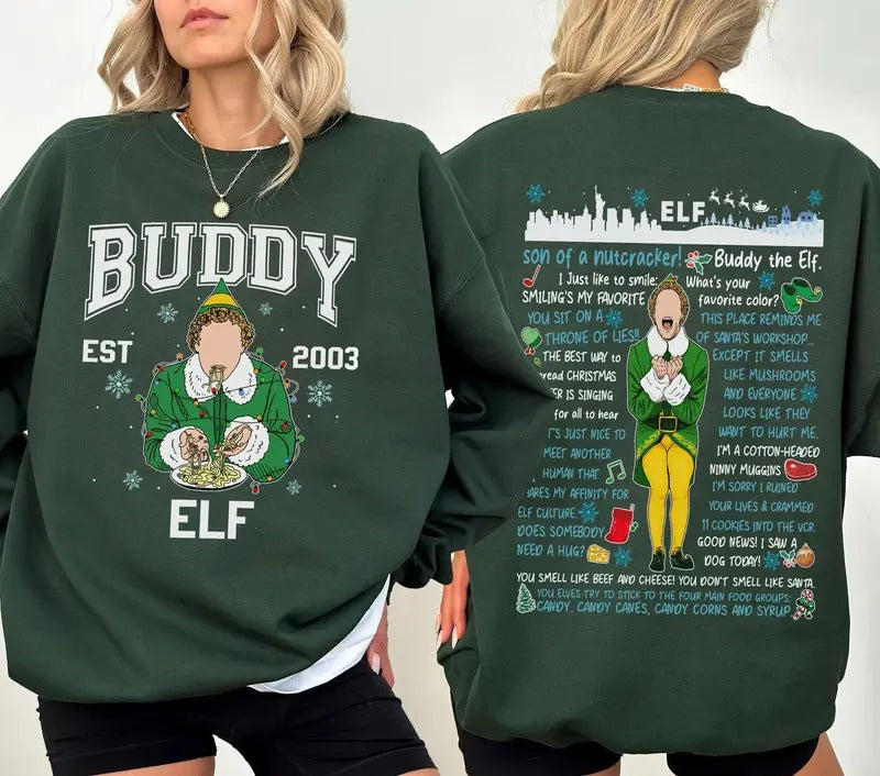 Buddy The Elf Quotes Shirt, Christmas Elf Sweatshirt, BuddyHoodie,  Retro Sweatshirt, Winter Tee