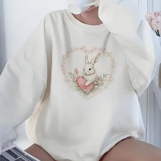 Bunny Sweatshirt Coquette Sweatshirt Trendy Crewneck Aesthetic Sweatshirt e Sweatshirt Gift For Her Hoodie and Sweater; T-shirt Cotton Womenswear Light Polyester