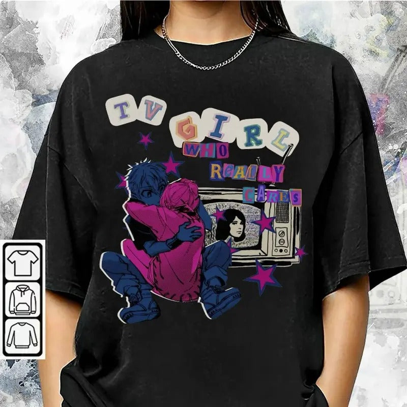 Burdyclothing BlvckStyle TV Girl Comic Shirt, Who Realy Care, Vintage French Exit Music Band Y2K Aesthetic Gift Unisex Shirt