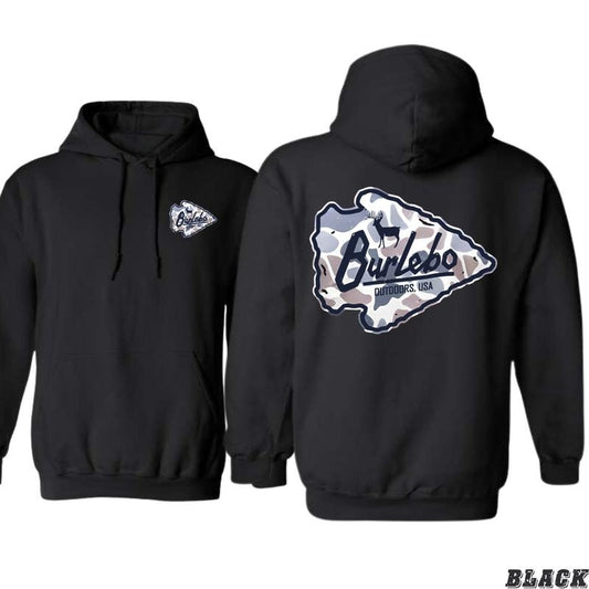 Burlebo Outdoors Camo Arrowhead Design Hoodie for Men - camo country hoodies, Classic Fit, Double-Lined Hood, 1x1 Rib with Spandex - Sweatshirts, Menswear Tops Underwear