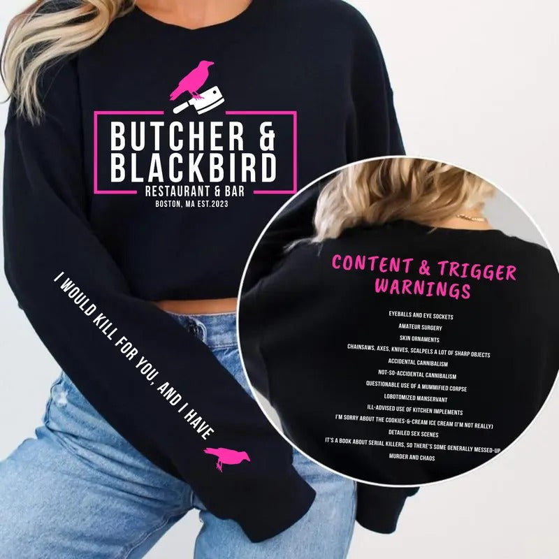 Butcher & Blackbird 3 Sided Sweatshirt and Hoodie Brynne Weaver, Smut Gift, Book Sweatshirt, Dark Romance, Romantasy, Bookish merch, Booktok Merch