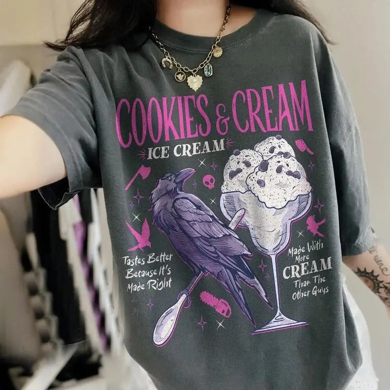 Butcher Blackbird Dark Romance T-Shirt, Cookie & Cream Ice Cream T Shirt, Brynne Inspired Book Shirt, Gift For Book Lover Womenswear Cotton Tee