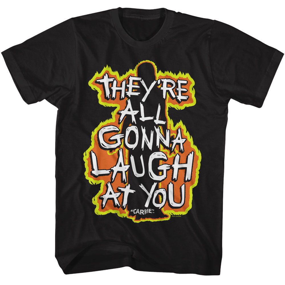 Carrie - Fiery Laugh At You - American Classics - Solid Black Adult Short Sleeve T-Shirt