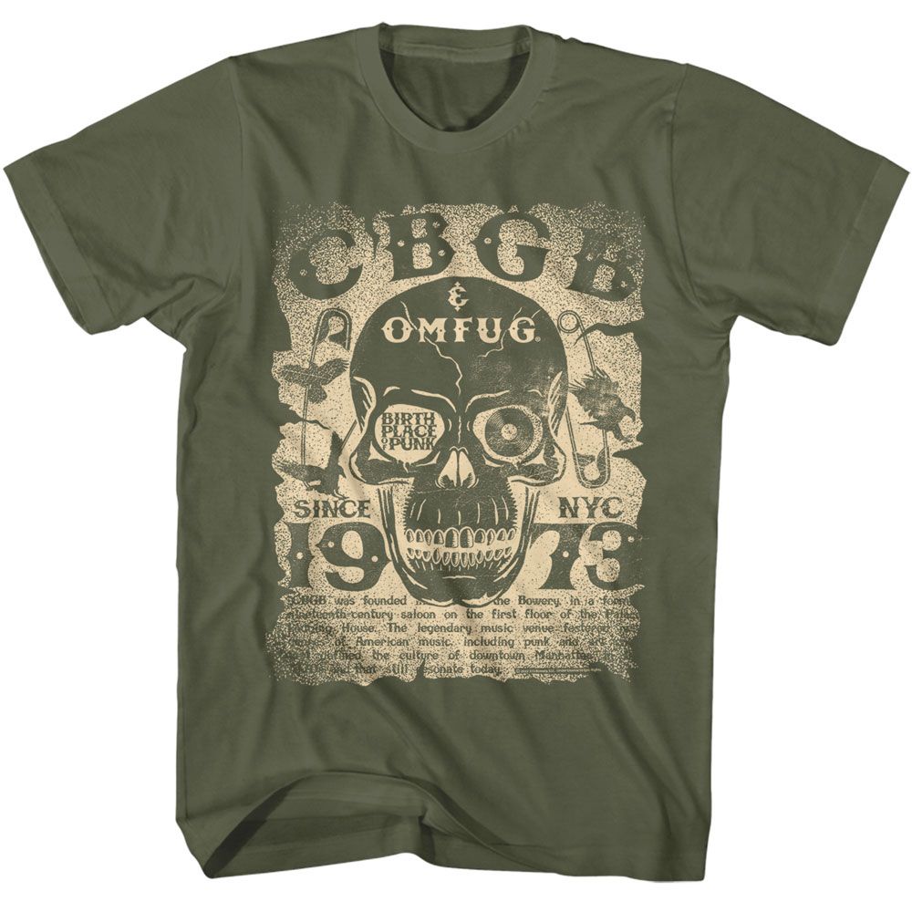 CBGB - Birth Place Of Punk - American Classics - Solid Green Adult Short Sleeve T-Shirt