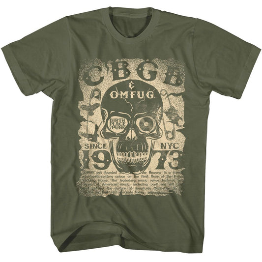 CBGB - Birth Place Of Punk - American Classics - Solid Green Adult Short Sleeve T-Shirt