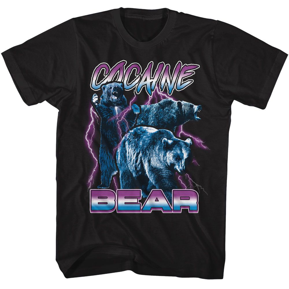 Cocaine Bear - Lightning - American Classics - Solid Black Adult Short Sleeve T-Shirt
