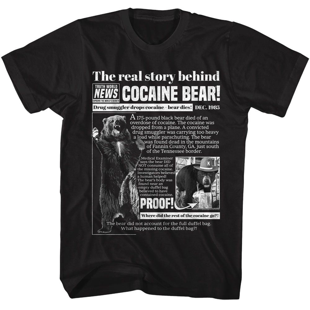 Cocaine Bear - Real Story - American Classics - Solid Black Adult Short Sleeve T-Shirt