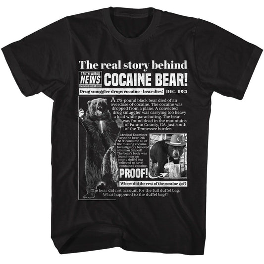 Cocaine Bear - Real Story - American Classics - Solid Black Adult Short Sleeve T-Shirt