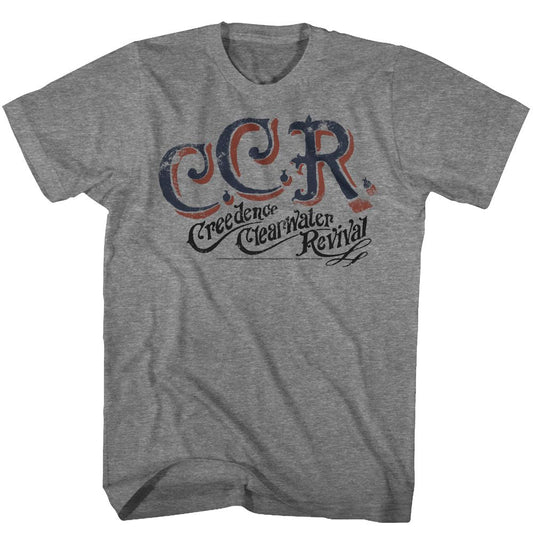 Creedence Clearwater Revival - Ccr - American Classics - Gray Front Print Adult Short Sleeve Heather T-Shirt