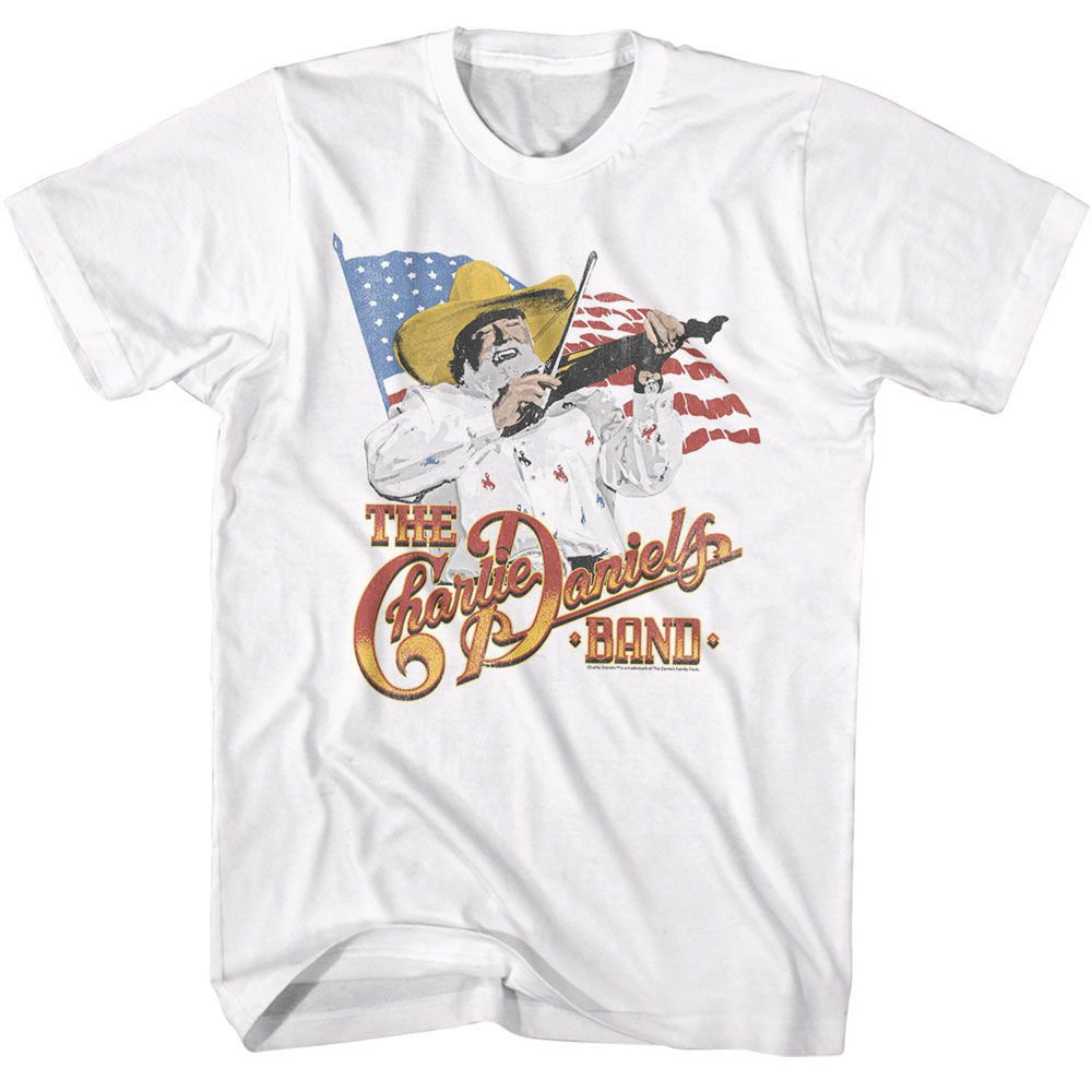 Charlie Daniels Band - And The Flag - American Classics - Solid White Adult Short Sleeve T-Shirt