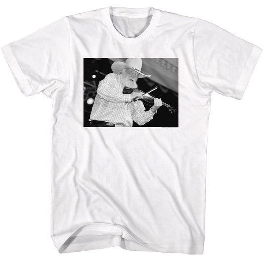 Charlie Daniels Band - Black & White Charlie Daniels - American Classics - Solid White Adult Short Sleeve T-Shirt