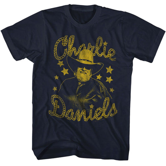 Charlie Daniels Band - And Stars - American Classics - Solid Blue Adult Short Sleeve T-Shirt