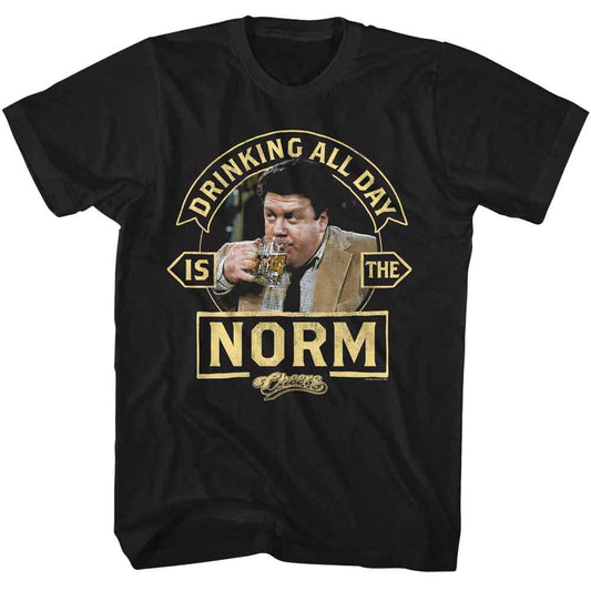 Cheers - Drinking Is The Norm - American Classics - Solid Black Adult Short Sleeve T-Shirt