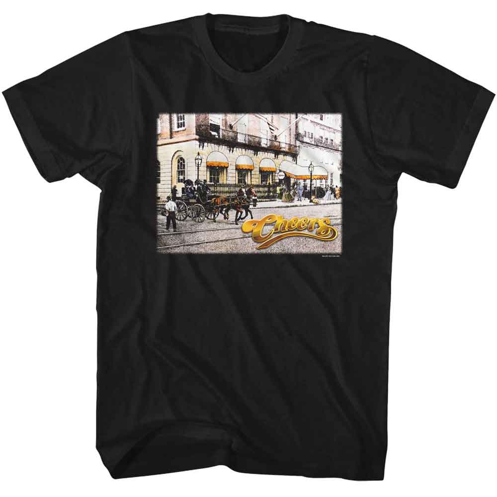 Cheers - Street View - American Classics - Black Front Print Adult Short Sleeve T-Shirt