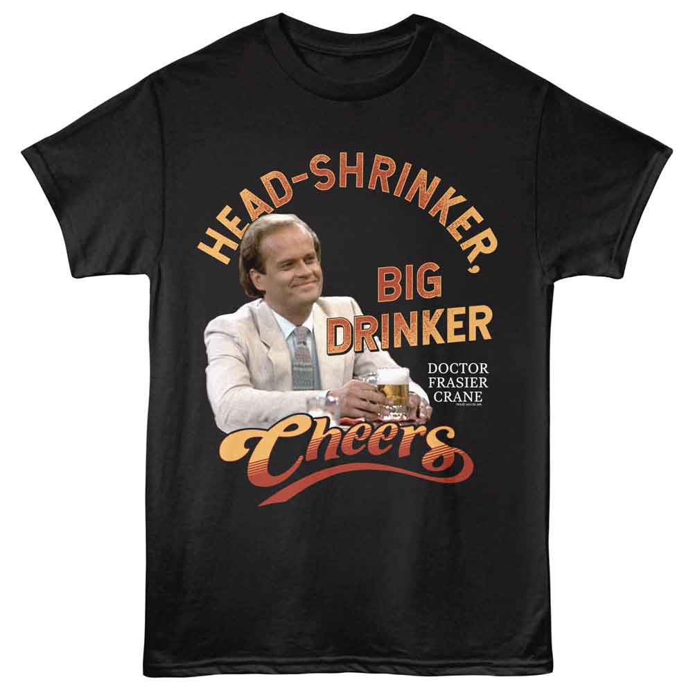Cheers - Head Shrinker - American Classics - Black Solid Adult Short Sleeve T-Shirt