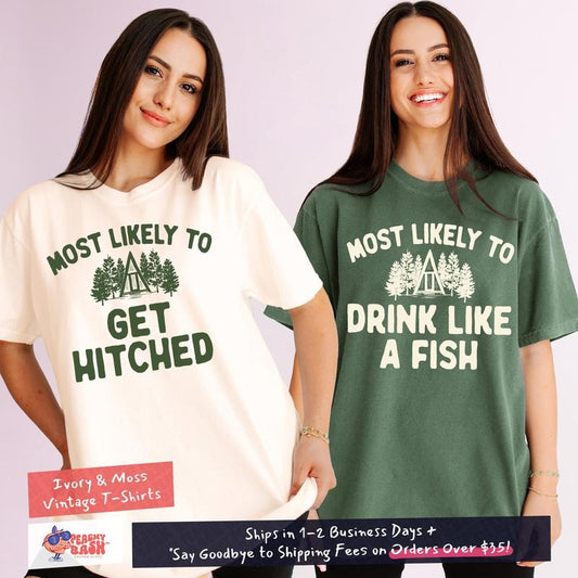 Camping Bachelorette Shirts, Most Likely To Camp Shirts, Cabin Crew Shirt, Cabin Bachelorette Party Shirts, Camping Crew