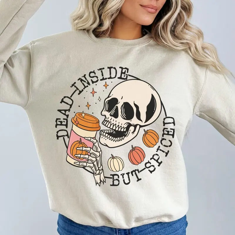 Casual & Quirky 'D&aD Inside' Spice Pumpkin Latte Sweatshirt - Cozy Fall Drink Shirt for Coffee Lovers - Unique Gift Idea
