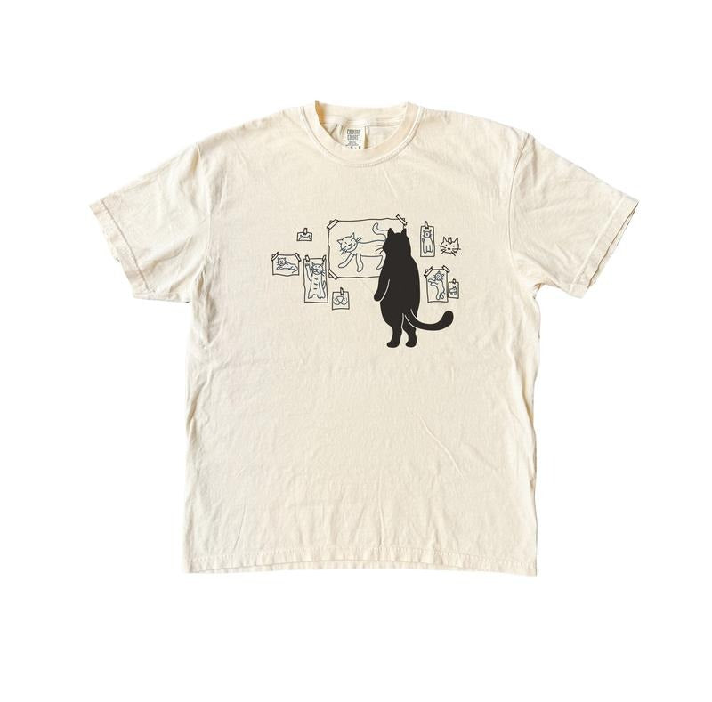 Cat Art Gallery Comfort Colors Shirt, Funny Animal Graphic Tee, Cat Lover Tshirt