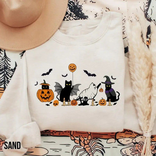 Cat halloween sweatshirt, ghost cat shirt, Halloween Sweater, Halloween Cat Shirt, Cat Lover Shirt, Black Cat Shirt, Spooky Season