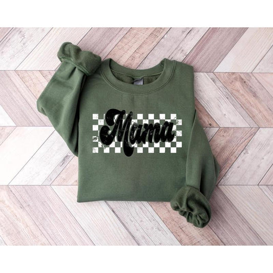 Checkered Mama Shirt Gift for Mom, Retro Mom Tee, Mother's Day Gift, Mama Sweatshirt,  Motherhood Tshirt Gift for Mom