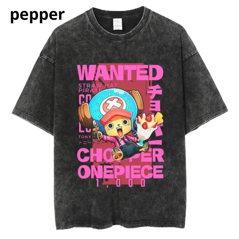 Chopper "Brain Point" Vintage Graphic T-shirt, Hito Hito no Mi, One Piece Shirt, Anime Shirt, boyfriend gifts, Streetwear Shortsleeve Menswear Top