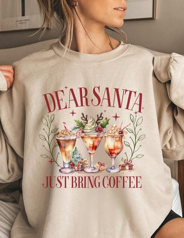 Christmas Crewneck Women Christmas Season Sweatshirt Coffee Santa Womens Sweatshirt Christmas Season Shirt Cozy Christmas Season Gift Cozy