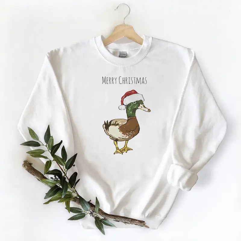 Christmas Mallard Duck is very cute Unisex Tshirt Sweatshirt Hoodie, Mallard duck lovers Sweaters Pullover Cotton Unisex