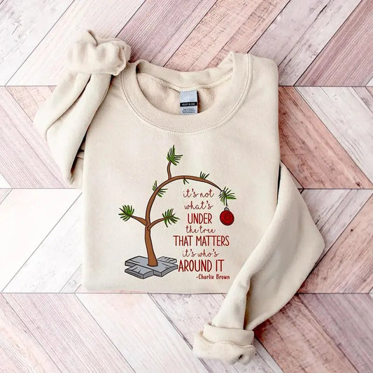 Christmas Tree Sweatshirt, Retro Christmas Shirt, Cozy Winter Sweatshirt, Christmas Quotes Shirt, Festive Quote Apparel, It's Not What's under Christmas
