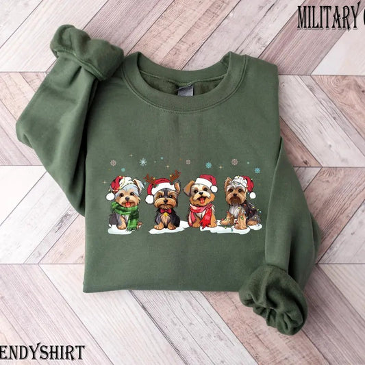 Christmas Yorkshire Terrier Sweatshirt for Men and Women, Loose Fit, Medium-Heavy Fabric, Perfect Holiday Gift for Dog Lovers - Pullover