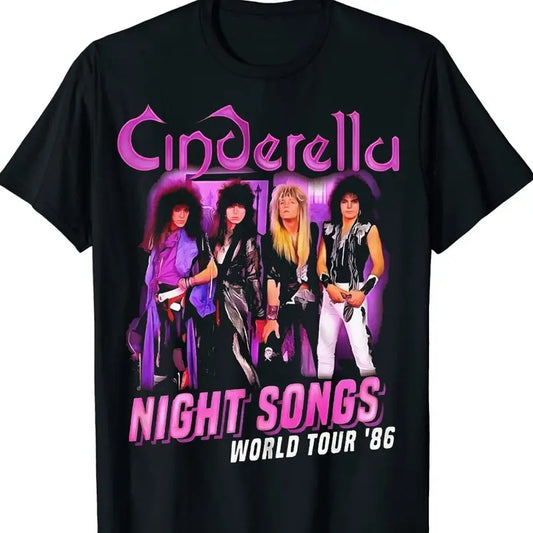 Cinderella Band Heavy Cotton Black Full Size Men Women Tee Shirt