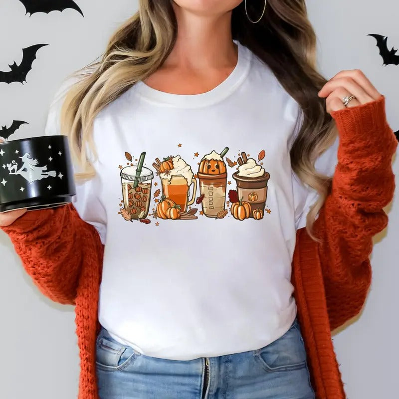 Coffee Pumpkin Unisex Tshirt - Halloween Chicken Nuggets - Funny Halloween T-Shirt- Trendy Halloween
