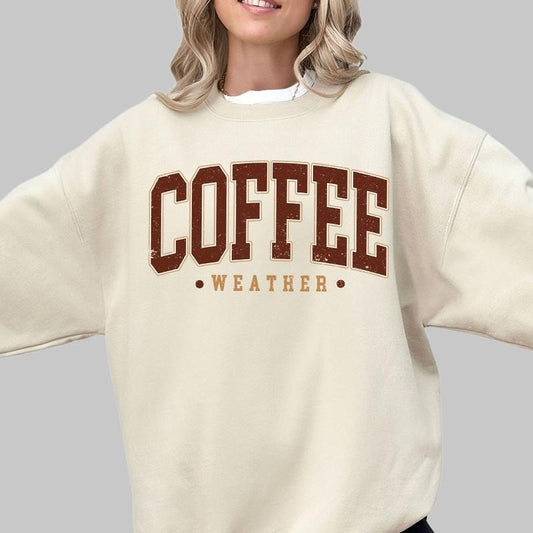 Coffee Weather Sweatshirt, Autumn T-shirt, Retro Fall T-shirt, Coffee Lover Gift, Shirt For Coffee Lover, Autumn Women Shirt, Retro Autumn T-shirt, Fall Shirt For Her, Women's Tops, Cute Fall Tee, Womens Fall Season T-shirt, Coffee Weather Tee
