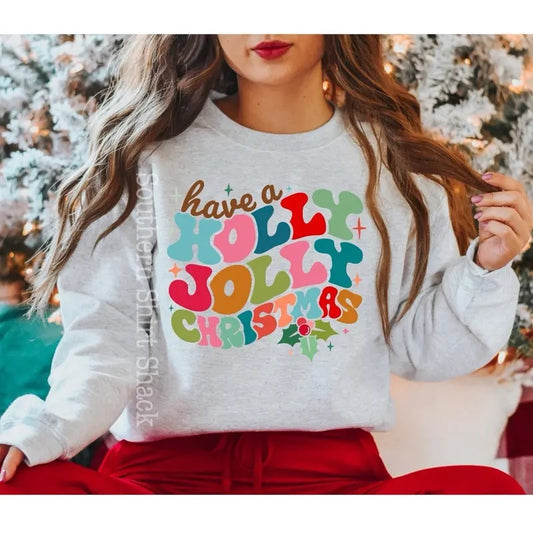 Colorful Holly Jolly Sweatshirt | Christmas Sweatshirt